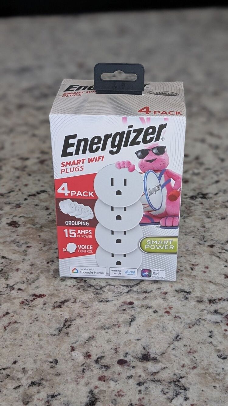 Energizer IOT Smart WIFI Plugs 4-Pack Google Home Alexa Siri Voice Control New
